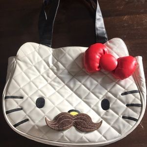 Faux leather Hello Kitty shoulder bag w/ mustache!